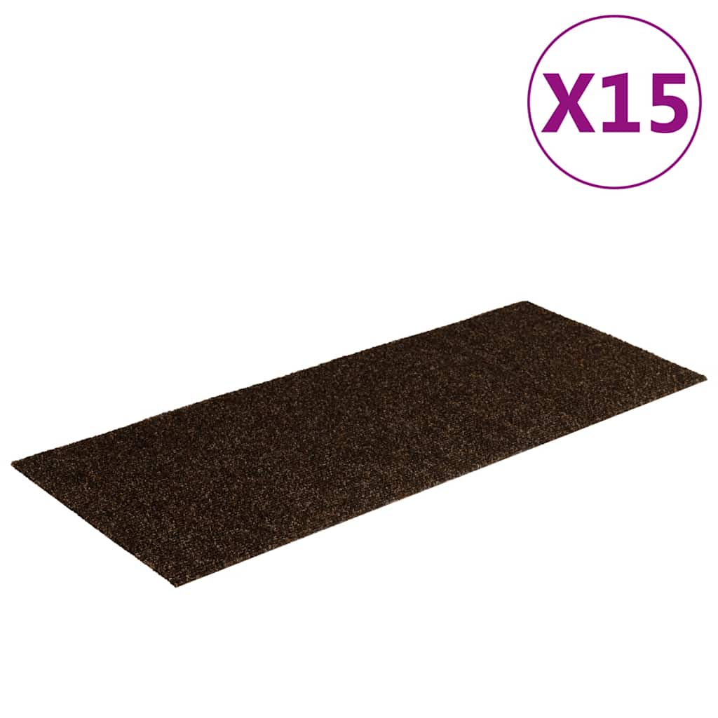 Vidaxl Stair Mats auto-adhésif 15 pièces 60x25 cm brun rectangulaire
