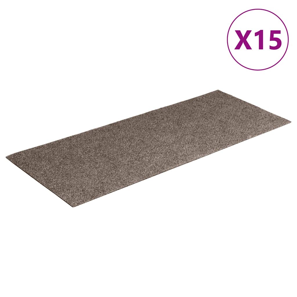 Vidaxl Mat à escalier auto-adhésif 15 pièces 60x25 cm beige rectangulaire
