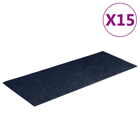 Vidaxl Mat à escalier auto-adhésif 15 pièces 60x25 cm bleu marine rectangulaire