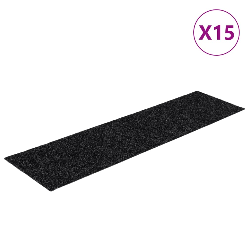 Vidaxl Stair Mats auto-adhésif 15 pièces 76x20 cm noir rectangulaire