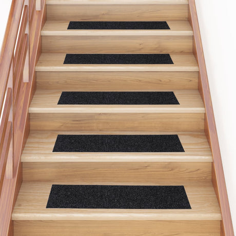 Vidaxl Stair Mats auto-adhésif 15 pièces 76x20 cm noir rectangulaire