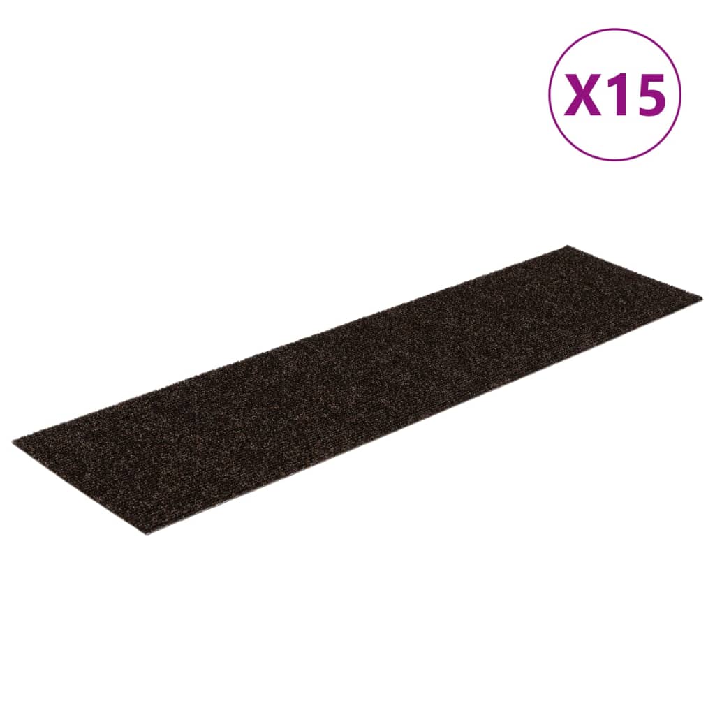 Vidaxl 15 esteras de pedal de Vidaxl autoadhesivo rectangular 76x20 cm marrón oscuro