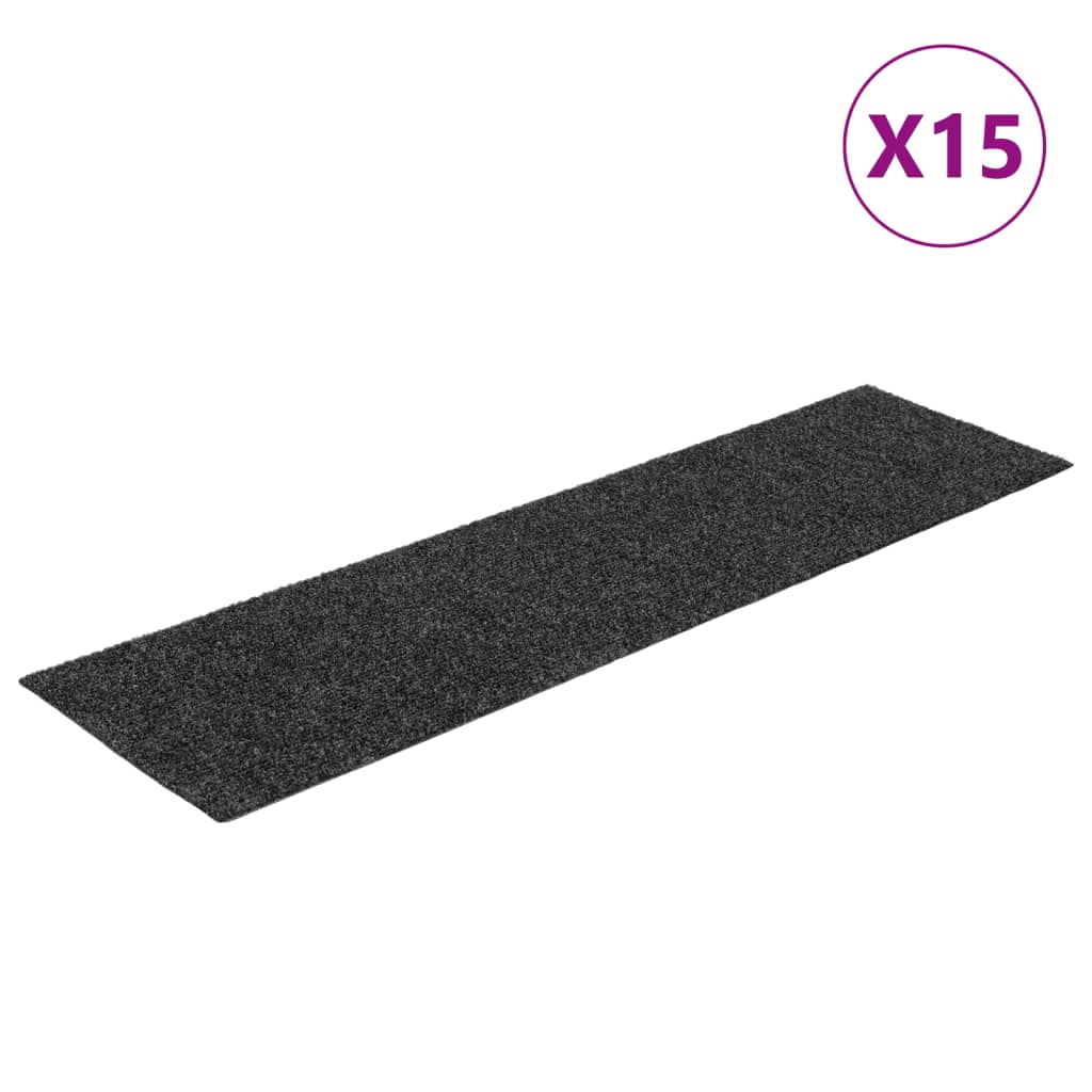 Vidaxl stair mats self -adhesive 15 st rectangular 76x20 cm anthracite