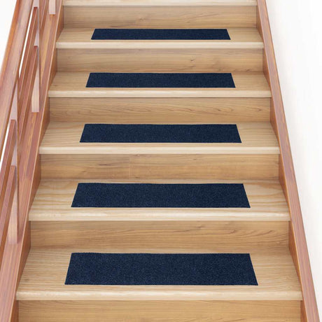 Vidaxl Mat à escalier auto-adhésif 15 pièces 76x20 cm bleu marine rectangulaire