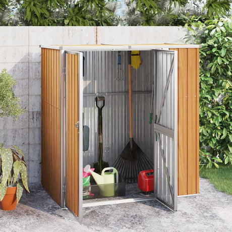Vidaxl hangar de jardin 161x89x161 cm brun en acier galvanisé