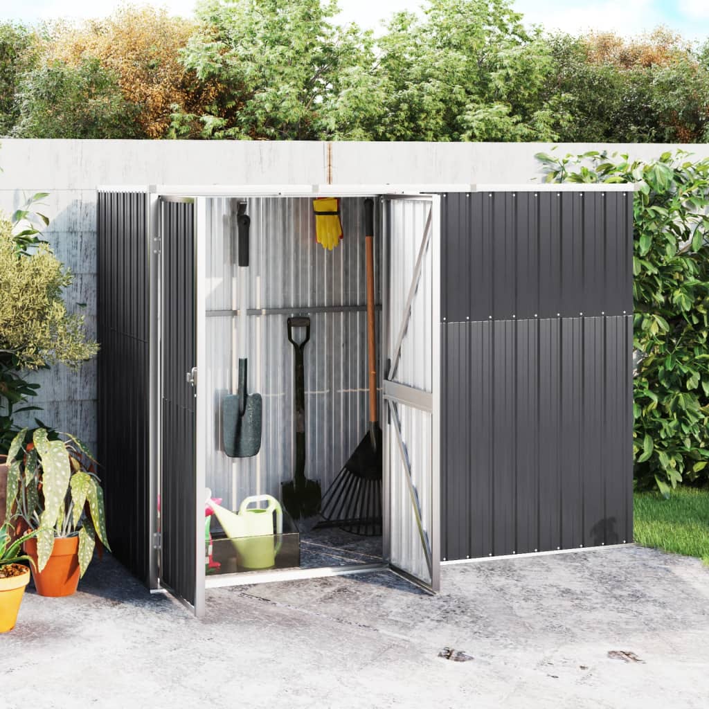 Vidaxl Garden Shed 225x89x161 cm galvanisert stål Antracitt -farget