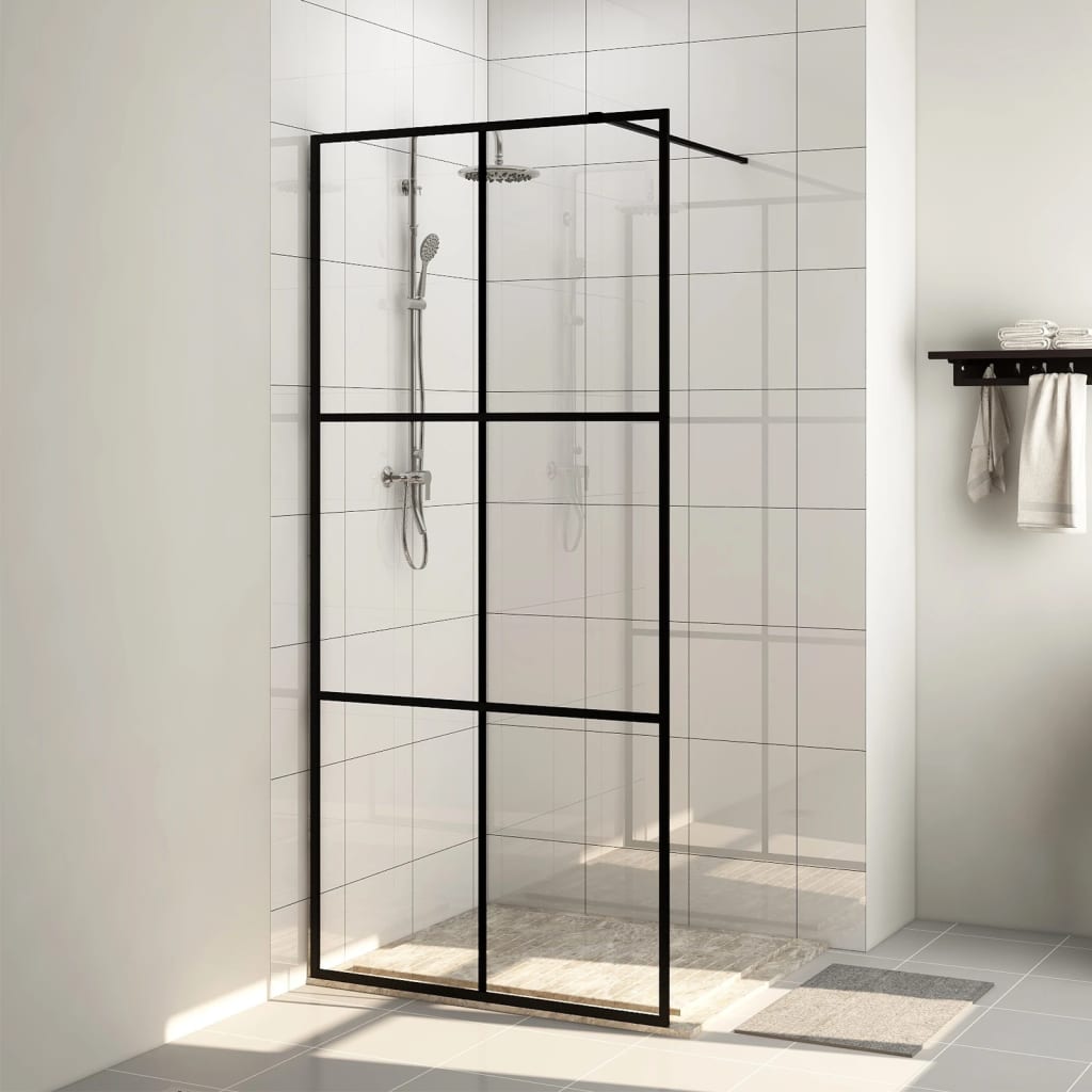 Vidaxl Walk-In Shower Wall 80x195 cm ESG-Glas trasparente e nero