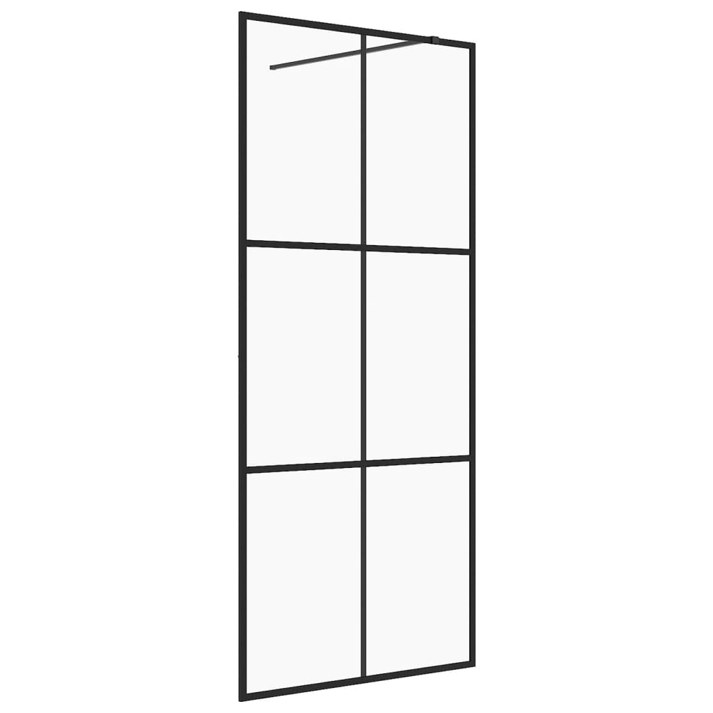 Vidaxl walk-in brusevæg 90x195 cm ESG-glas gennemsigtig og sort