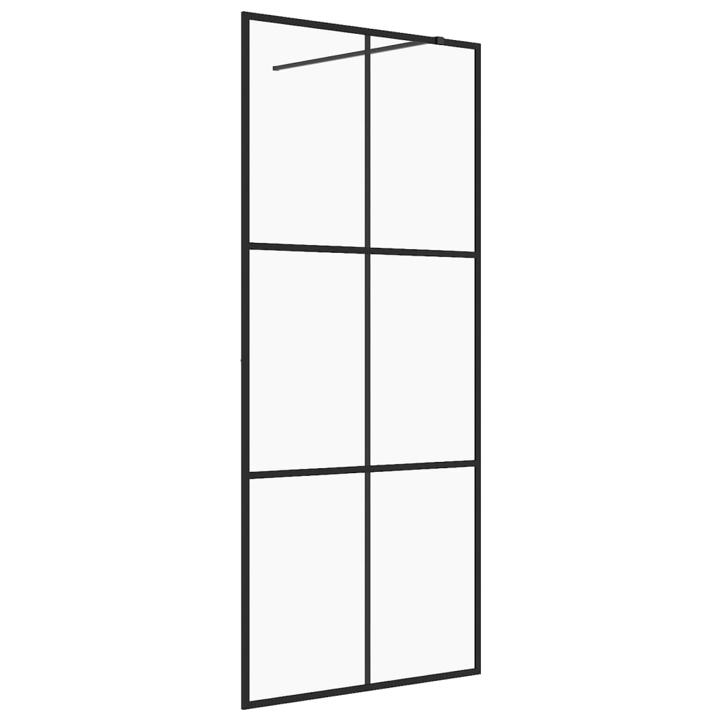 Vidaxl walk-in brusevæg 100x195 cm esg-glas gennemsigtig og sort