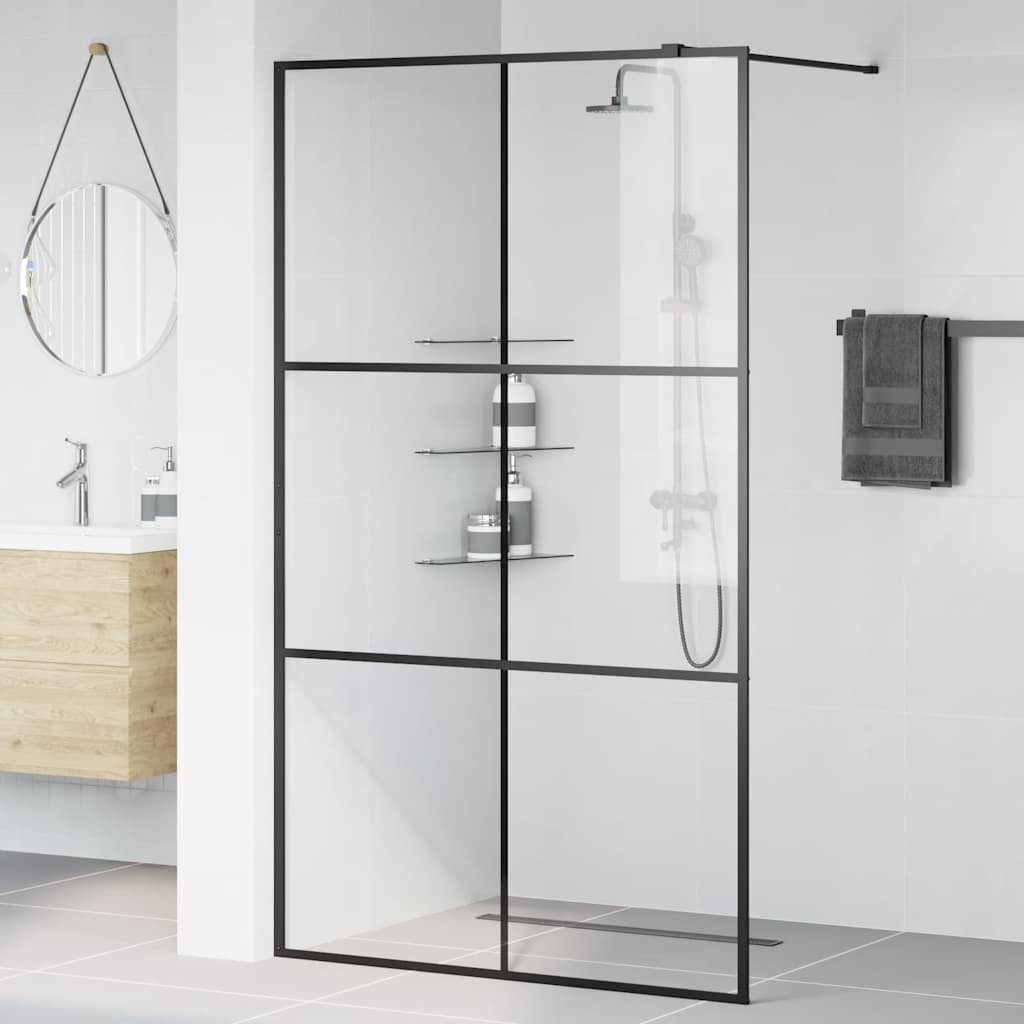 Vidaxl Walk-In Walk Walk 115x195 cm ESG-glas transparent et noir