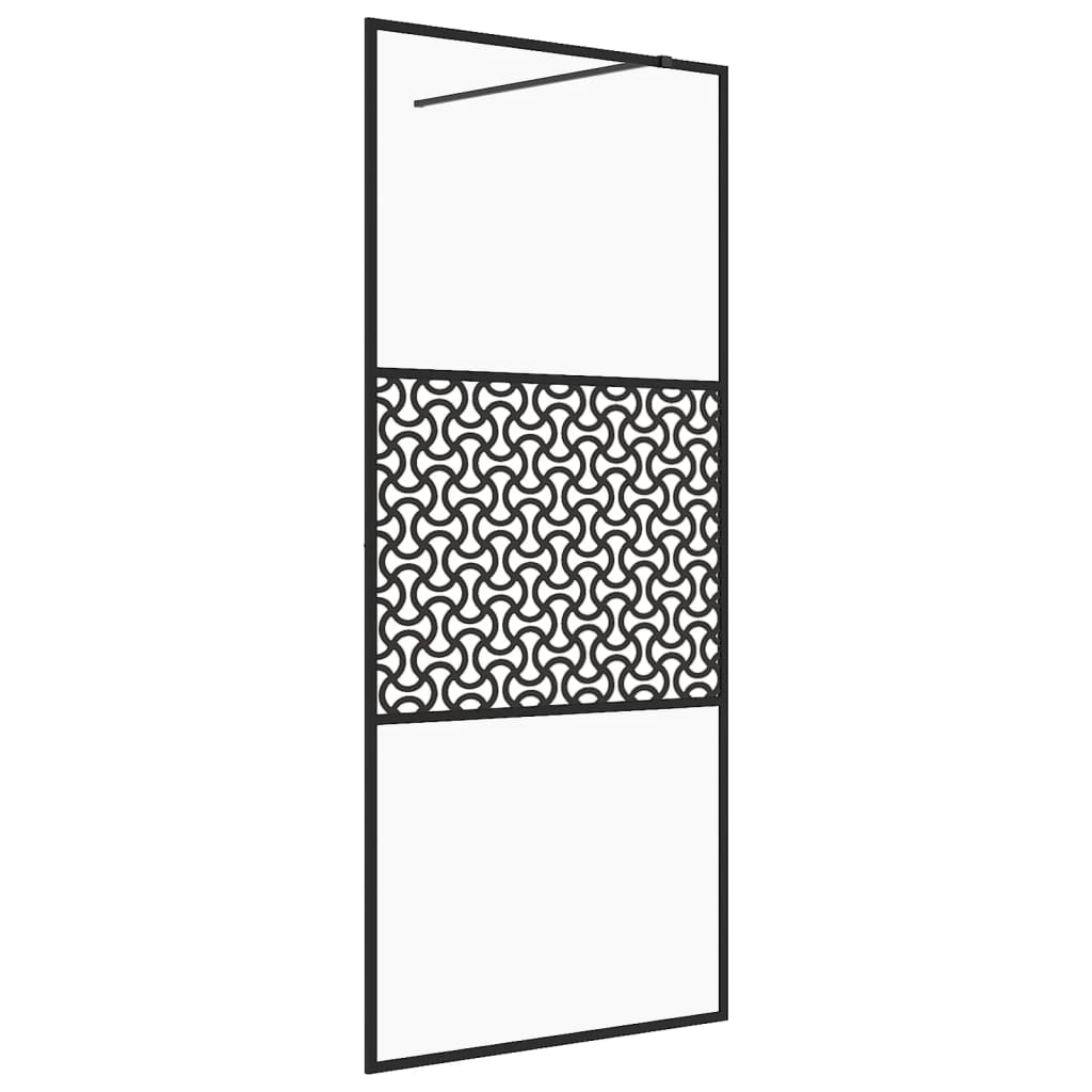 Vidaxl inloopdouchewand 80x195 cm esg-glas transparant en zwart