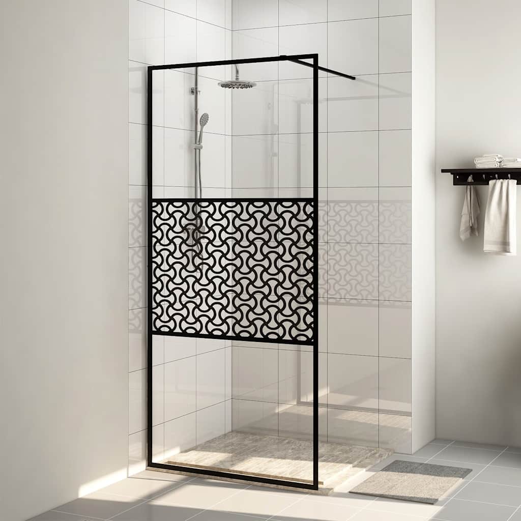 Vidaxl Walk-In Walk-In Walk Murn 100x195 cm esg-glas transparent et noir
