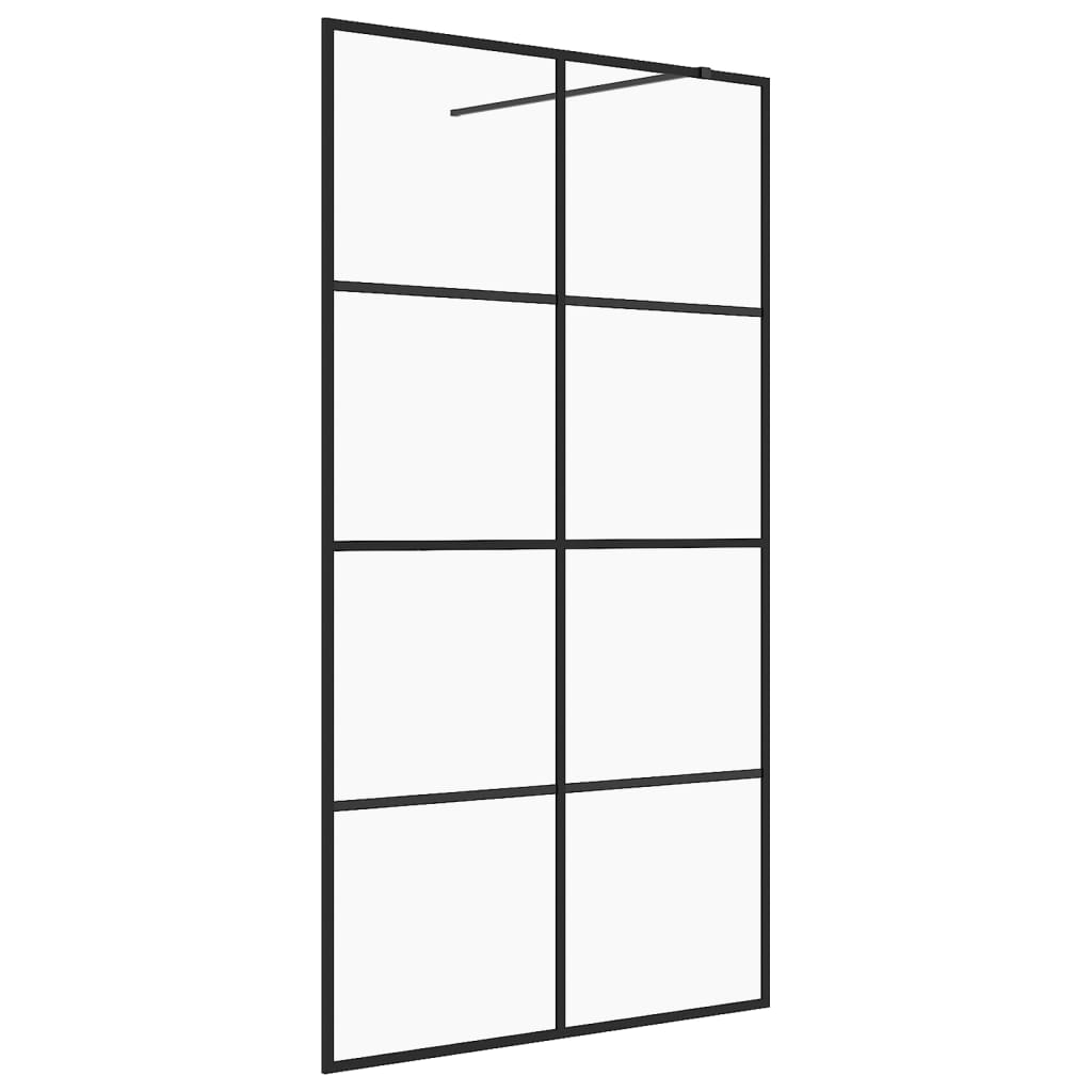 Vidaxl walk-in brusevæg 90x195 cm ESG-glas gennemsigtig og sort