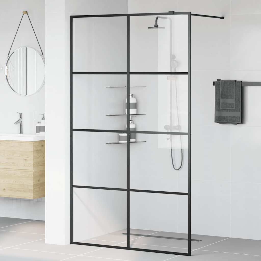 Vidaxl Walk-In Walk Walk 115x195 cm ESG-glas transparent et noir