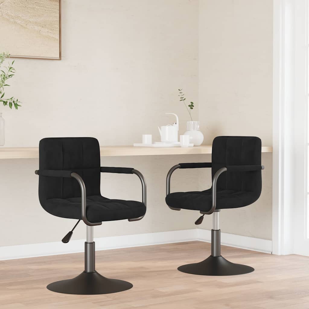 Vidaxl eetkamerstoelen draaibaar 2 st fluweel zwart
