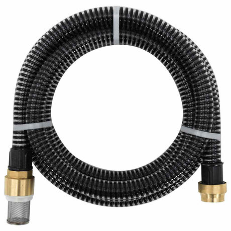 Vidaxl Sucking tuyau avec accouplements en laiton 1.1 '' 7 M PVC noir