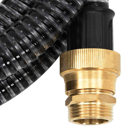 Vidaxl Sucking tuyau avec accouplements en laiton 1,1 '' 10 m PVC noir