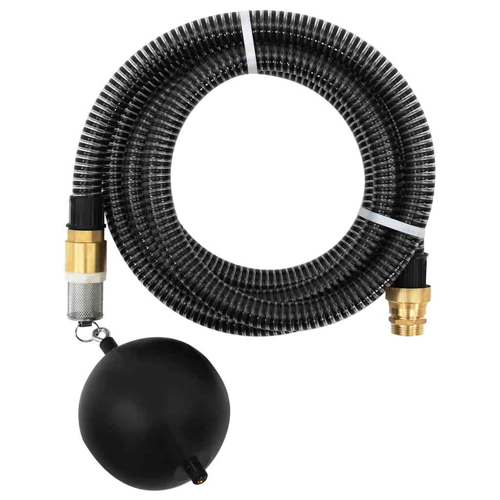 Vidaxl Sucking tuyau avec accouplements en laiton 1,1 '' 15 m PVC noir