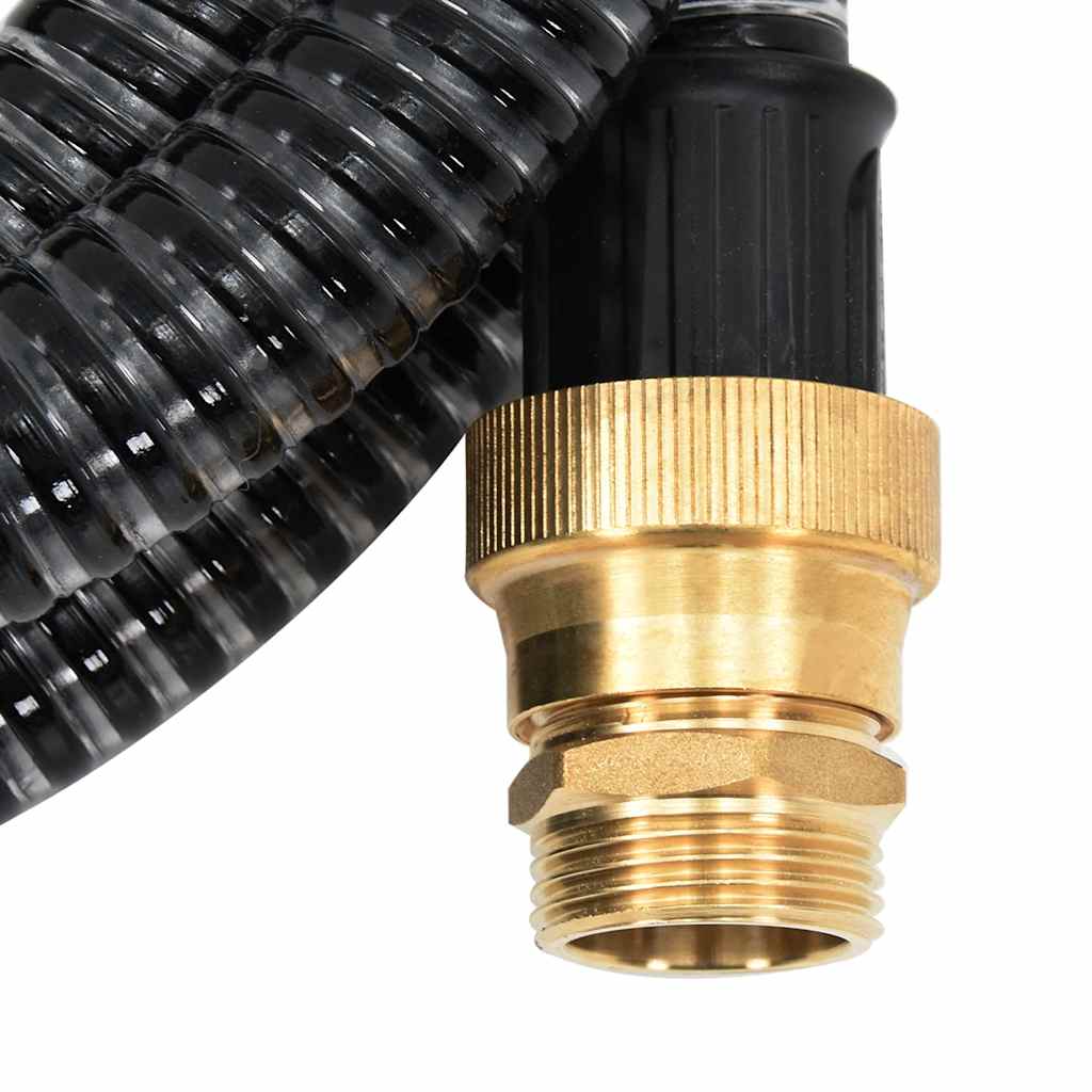 Vidaxl Sucking tuyau avec accouplements en laiton 1,1 '' 15 m PVC noir