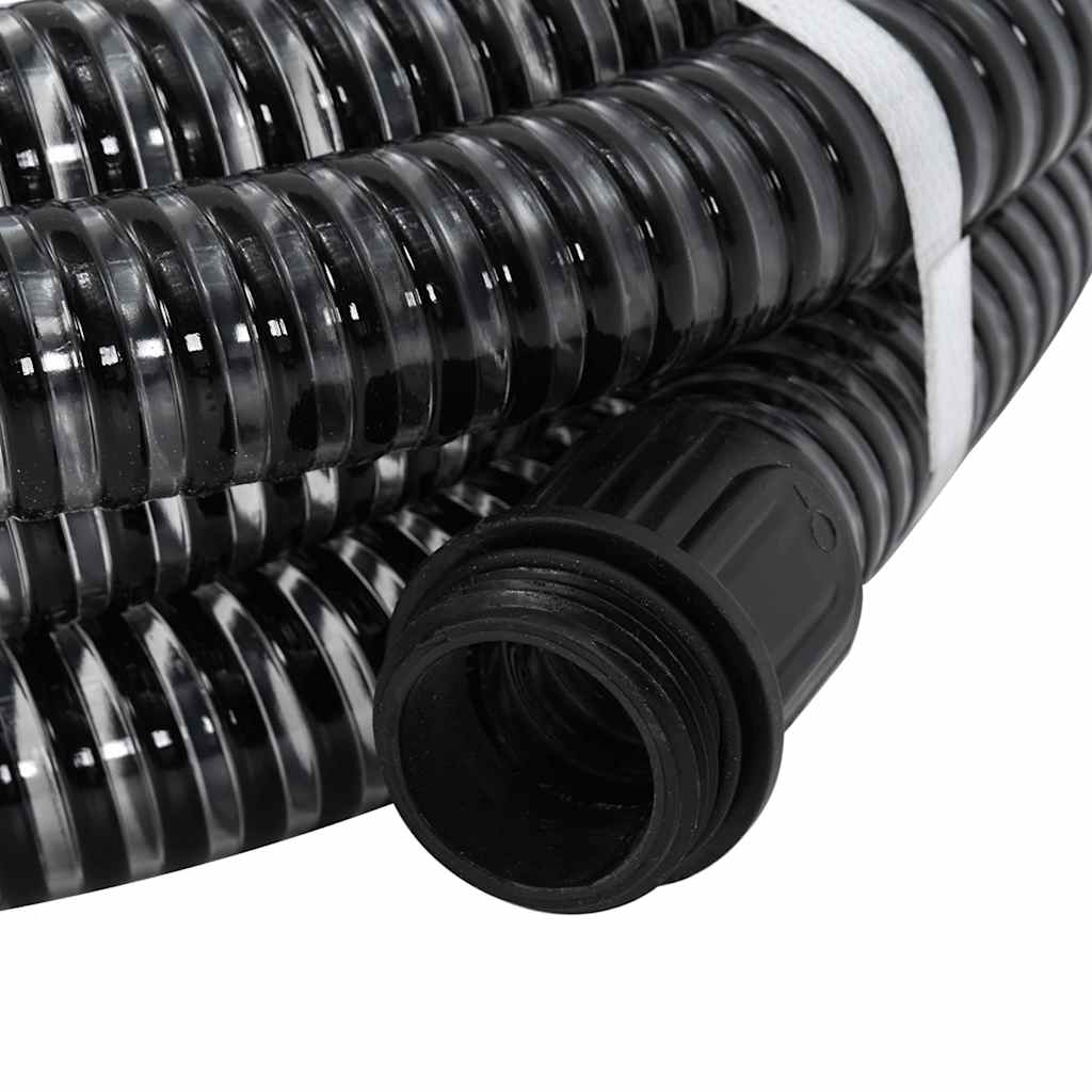 Vidaxl Sucking tuyau avec accouplements en laiton 1,1 '' 25 m PVC noir