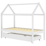 Vidaxl kinderbedframe met lade massief grenenhout wit 80x160 cm