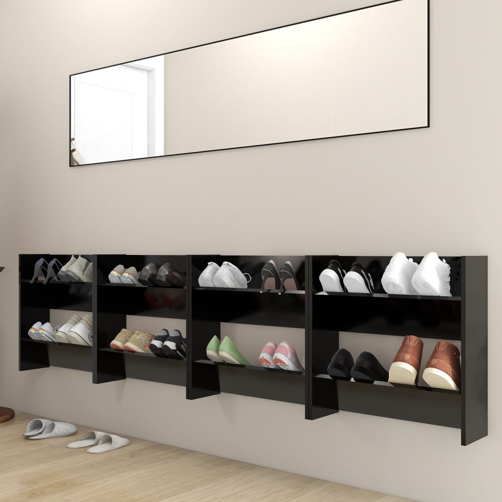 Gabinetes de zapatos de pared Vidaxl 4 PCS 60x18x60 cm de madera propiedad de negro