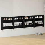 Armoires à chaussures murales vidaxl 4 pcs 60x18x60 cm en bois de propriété en noir