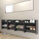 Gabinetes de zapatos de pared Vidaxl 4 PCS 60x18x60 cm de madera procesada gris