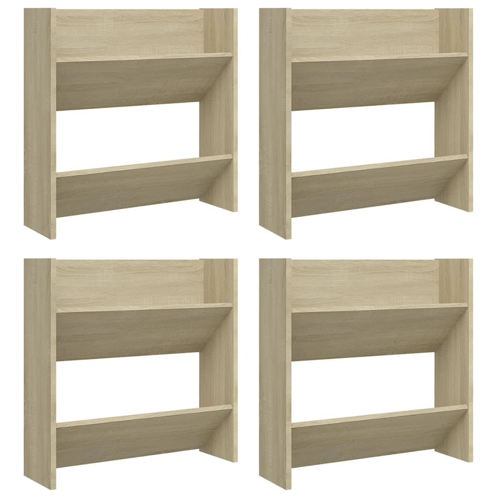 Gabinetes de zapatos de pared Vidaxl 4 PCS 60x18x60 cm de madera procesada Sonoma Oak