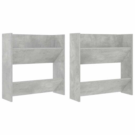 Vidaxl wandschoenenkasten 2 st 60x18x60 cm spaanplaat betongrijs