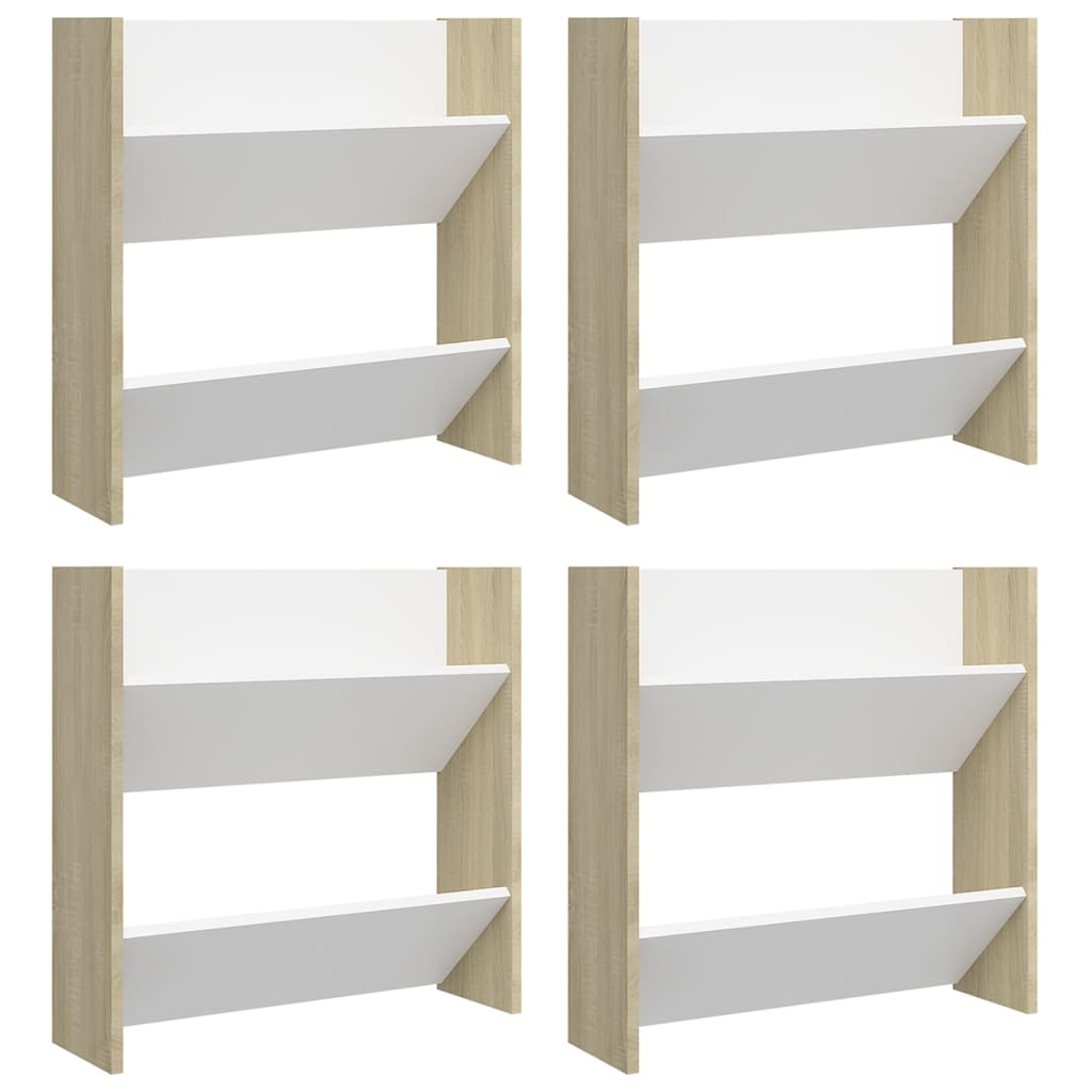 VidaXL wall shoe cabinets 4 st 60x18x60 cm wood white sonoma oak