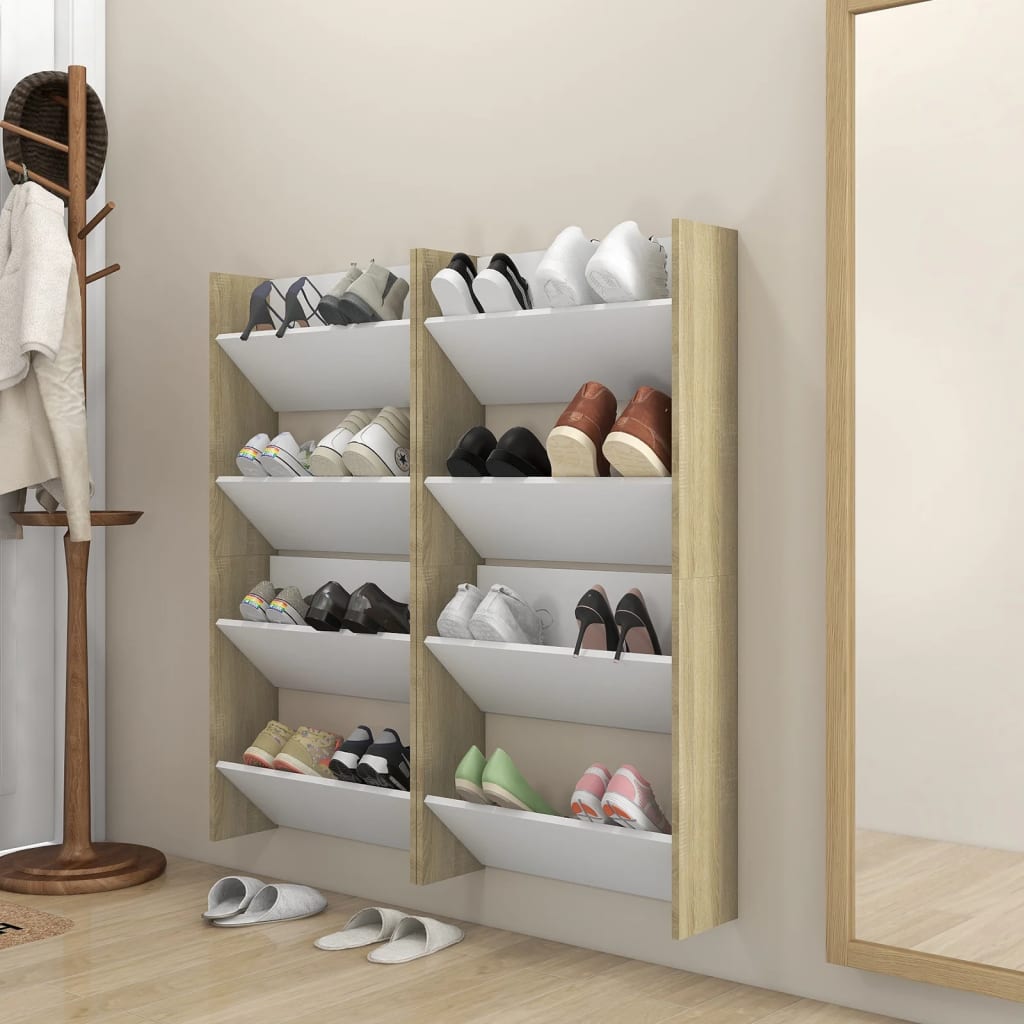 VidaXL wall shoe cabinets 4 st 60x18x60 cm wood white sonoma oak