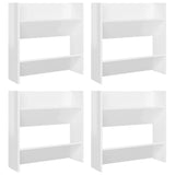 Gabinetes de zapatos de pared de Vidaxl 4 st 60x18x60 cm de madera propiedad de alto brillo blanco