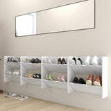 Gabinetes de zapatos de pared de Vidaxl 4 st 60x18x60 cm de madera propiedad de alto brillo blanco