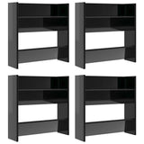 Armoires à chaussures murales vidaxl 4 ST 60x18x60 cm en bois haut brillant noir