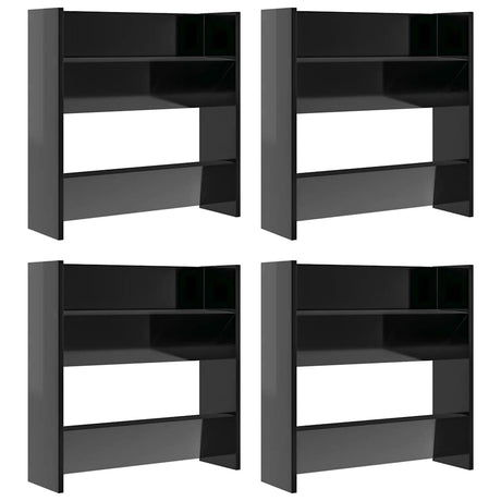 Armoires à chaussures murales vidaxl 4 ST 60x18x60 cm en bois haut brillant noir