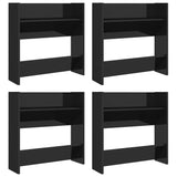 Gabinetes de zapatos de pared Vidaxl 4 st 60x18x60 cm de madera de alto brillo negro