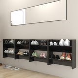 Gabinetes de zapatos de pared Vidaxl 4 st 60x18x60 cm de madera de alto brillo negro