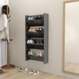 Gabinetes de zapatos de pared Vidaxl 2 st 60x18x60 cm de madera gris alto brillo