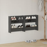 Armoires à chaussures murales vidaxl 2 ST 60x18x60 cm en bois haut gris brillant
