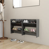 Gabinetes de zapatos de pared Vidaxl 2 st 60x18x60 cm de madera gris alto brillo