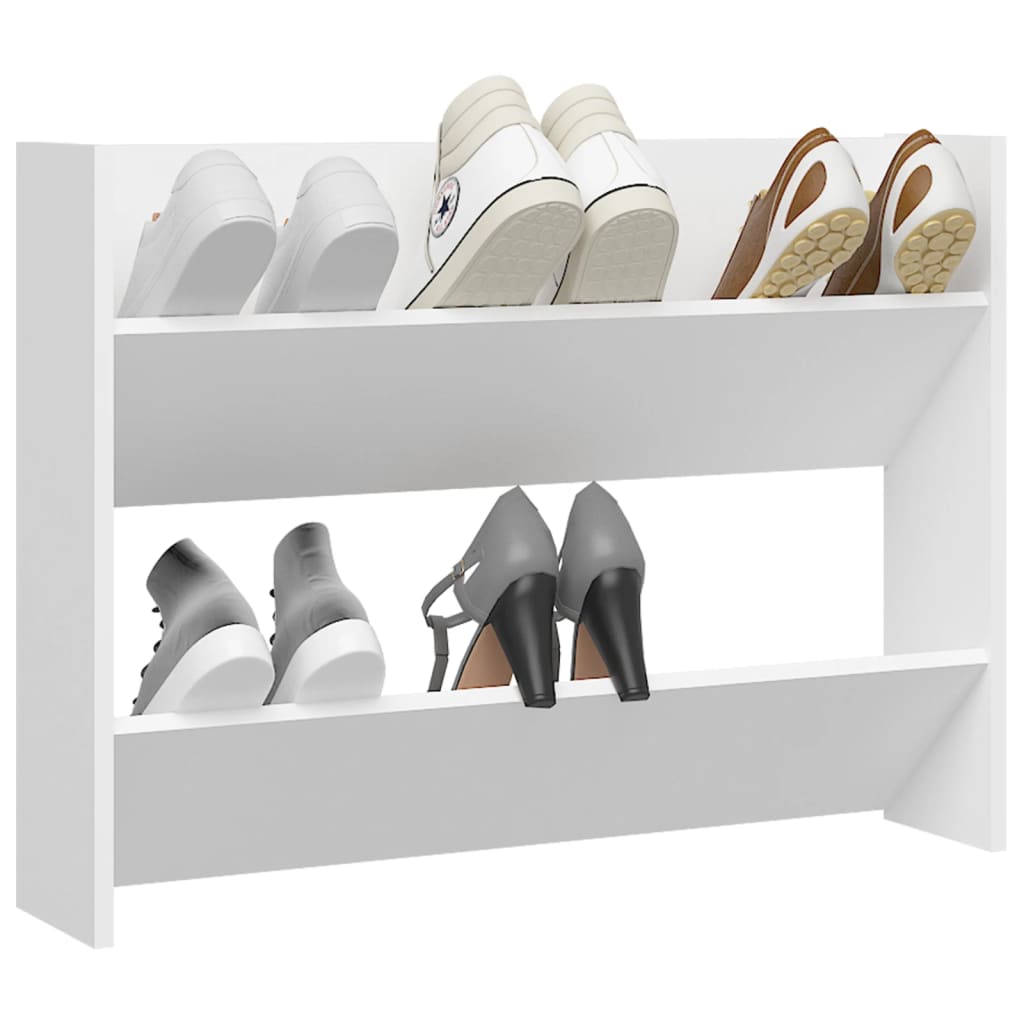 Gabinete de zapato de pared de Vidaxl 80x18x60 cm de madera propiedad blanca