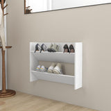 Gabinete de zapato de pared de Vidaxl 80x18x60 cm de madera propiedad blanca