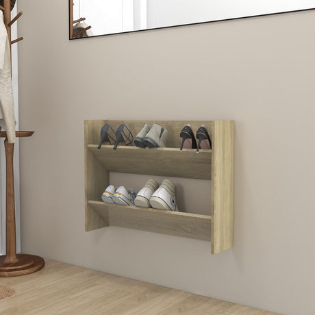 Armoire à chaussures murales vidaxl 80x18x60 cm en bois de bois de chêne sonoma -colore
