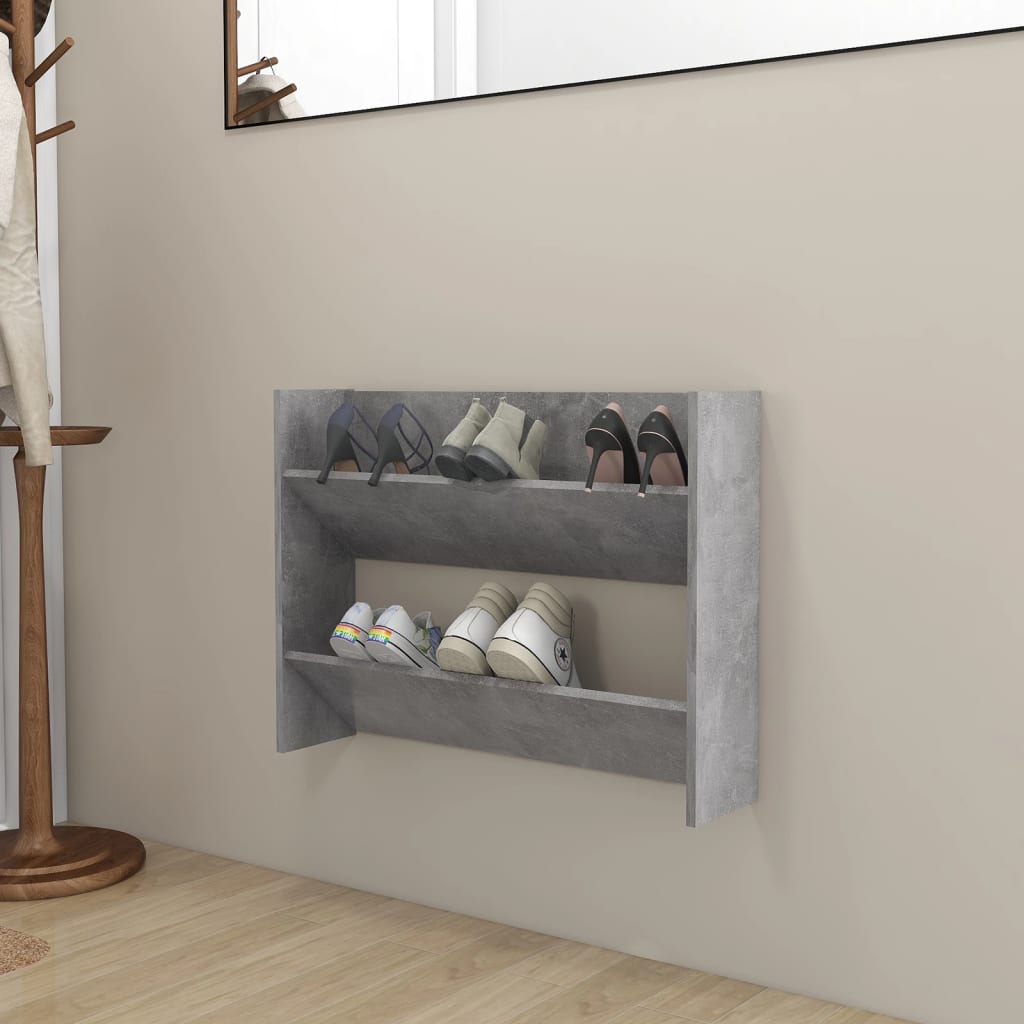 Gabinete de zapatos de pared Vidaxl 80x18x60 cm Precio de concreto de madera editado