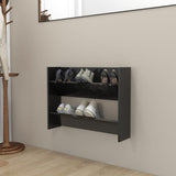 Gabinete de zapato de pared de Vidaxl 80x18x60 cm de madera propiedad de madera de alto brillo negro