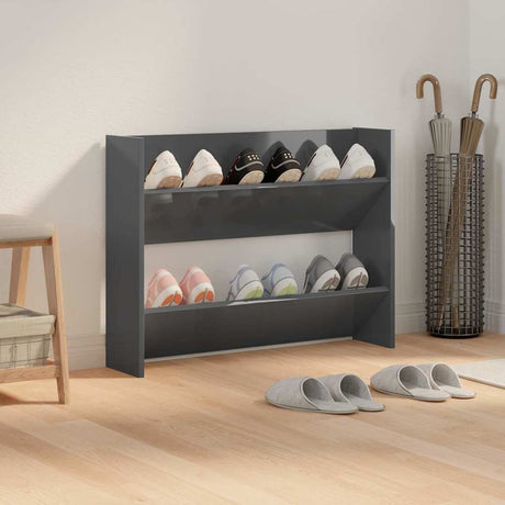 Armoire à chaussures murales vidaxl 80x18x60 cm en bois de bois haute gris brillant