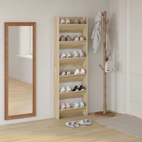 Vidaxl wandschoenenkasten 2 st 60x18x90 cm spaanplaat sonoma eiken