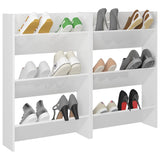 Gabinetes de zapatos de pared de Vidaxl 2 PCS 60x18x90 cm de madera procesada de alto brillo blanco