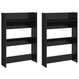 Gabinetes de zapatos de pared Vidaxl 2 st 60x18x90 cm de madera de alto brillo negro